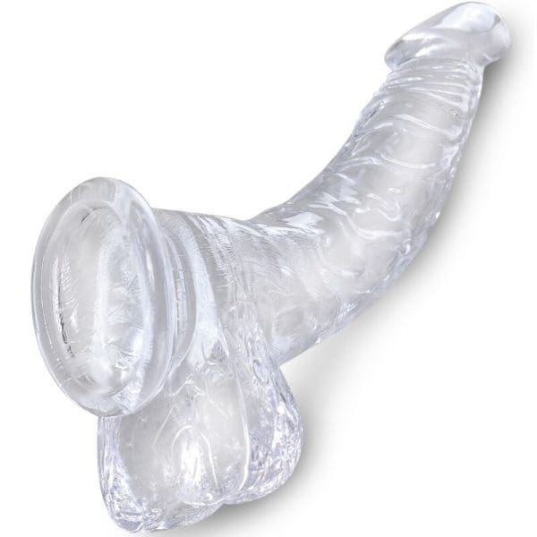 KING COCK - CLEAR REALISTIC CURVED PENIS WITH BALLS 16.5 CM TRANSPARENT 3